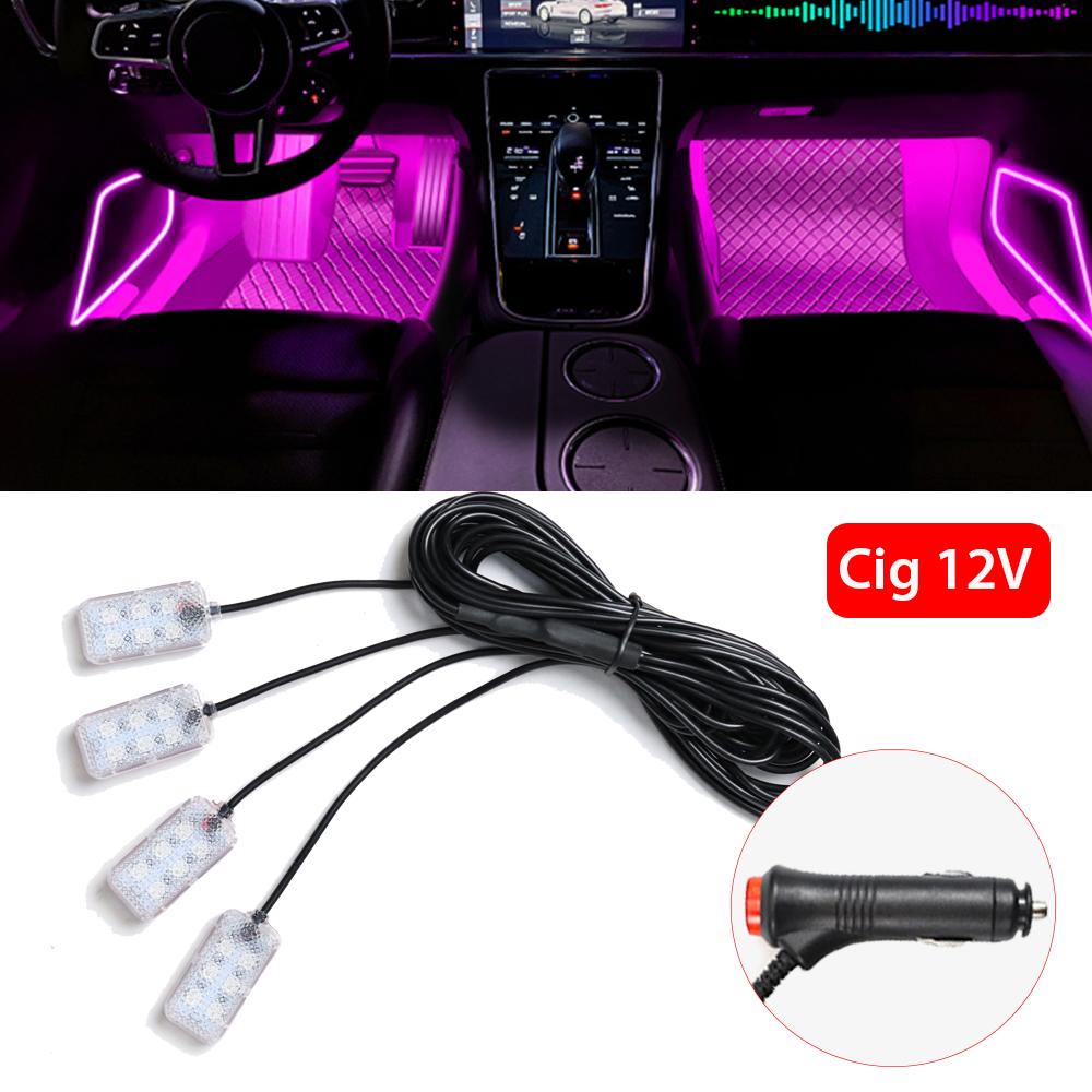 Car Neon Light Foot Light LED Interior Decoration Backlight Cigarette Lighter USB Atmosphere Lamp Auto Decorative Accessories