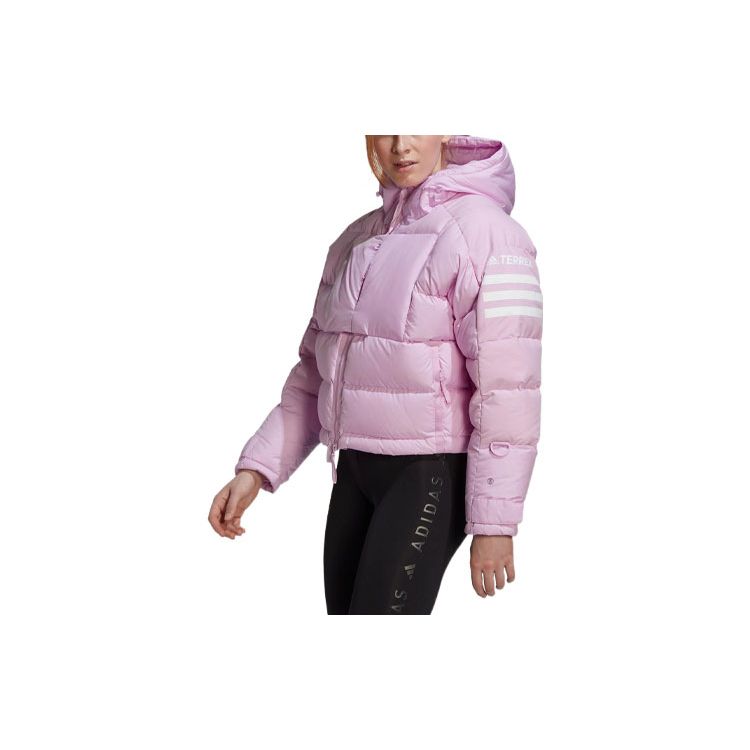 adidas Originals Women s Short Hooded Down Jacket Pink HG3164 L