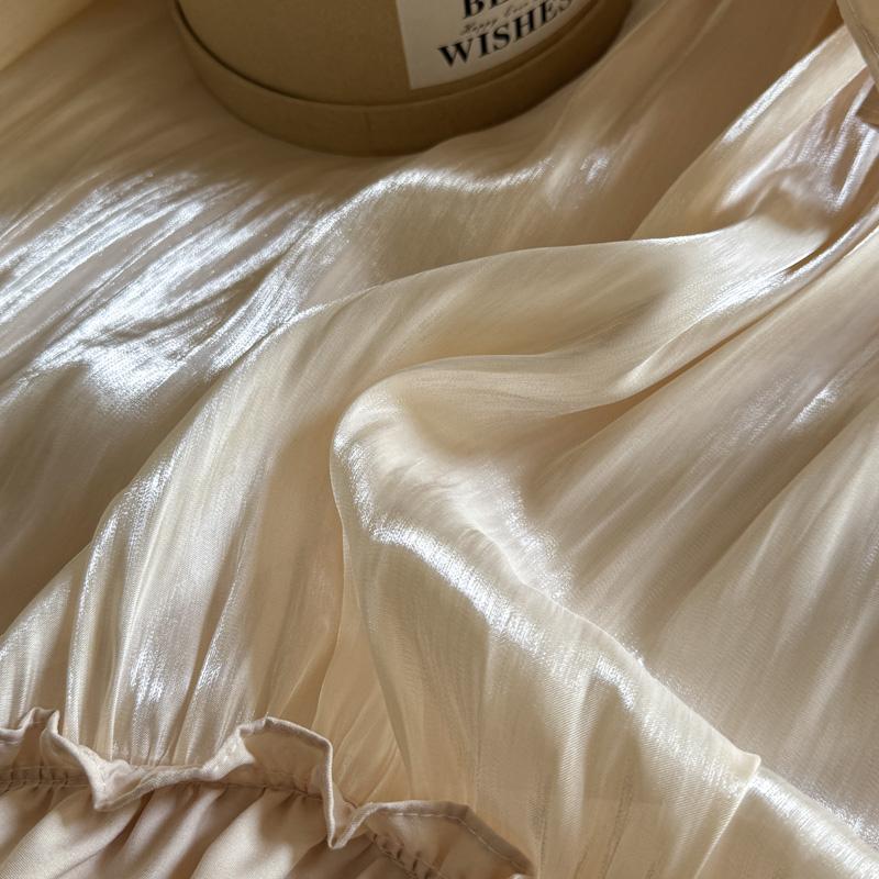 Vintage French Large Ruffles Black Bow Princess Bedding Set Duvet Cover Set Flat/Fitted Bed Sheet Pillowcases Pillowcases 4Pcs