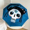 1PC Sugar Skull Cat Auto Folding Umbrella - Compact 8-Rib Design, Durable Plastic & Iron, Lightweight for Outdoor Daily Use097
