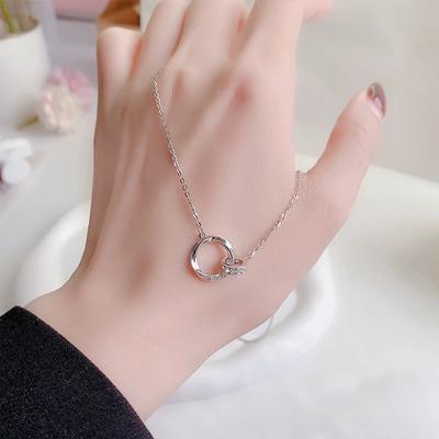 Mobius Double Ring Necklace Women's Light Luxury Niche Valentine's Day Gift for Girlfriend