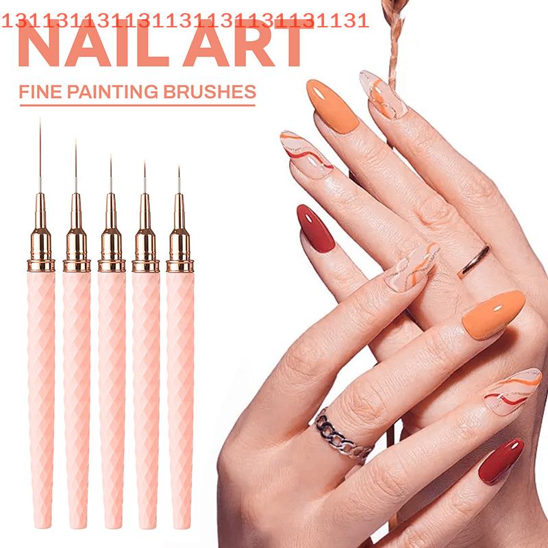 5pcs French Stripe Line Painting Drawing Flower Pen Professional Manicure Tool Nail Art Liner Brush Set UV Gel Nail Brushes Kits