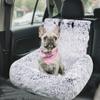 Dogs Car Seat Travel Dog Bed with Safety Straps Plush Fluffy Pet Seat with Non-Slip Backing Detachable Washable Cushion for Small Large Dogs