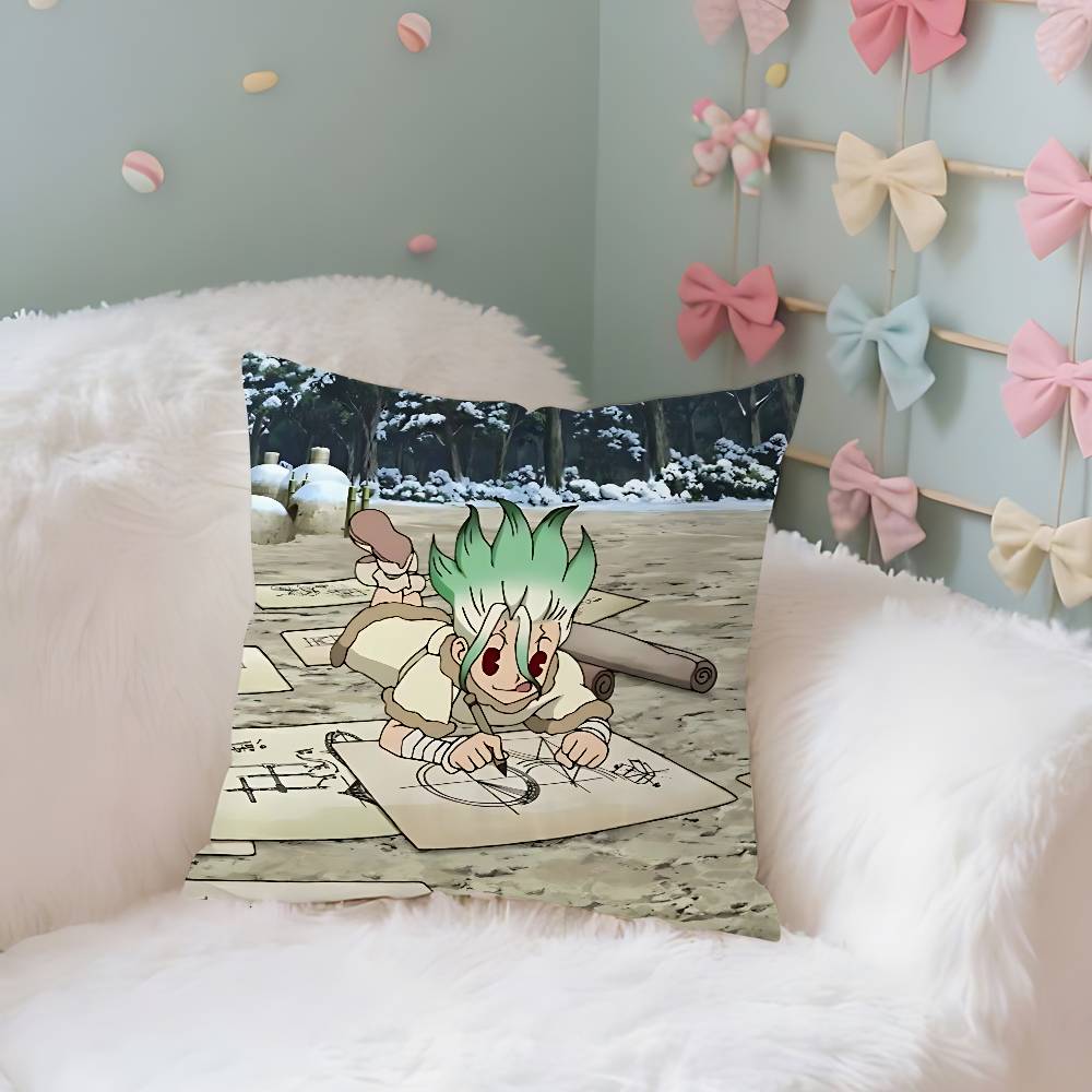 Dr. Stone Case Plush Fabric Soft Pillowcase Double Sided Print Cushion Cover Household Gifts