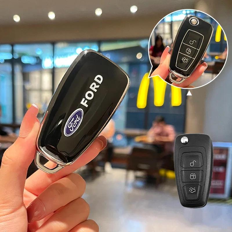 

Car Sticker Hot For Ford New TPU Protector Car Folding Key Case Cover Bag Keychain For Ford Focus 2 3 MK3 ST RS Ecosport Kuga Es