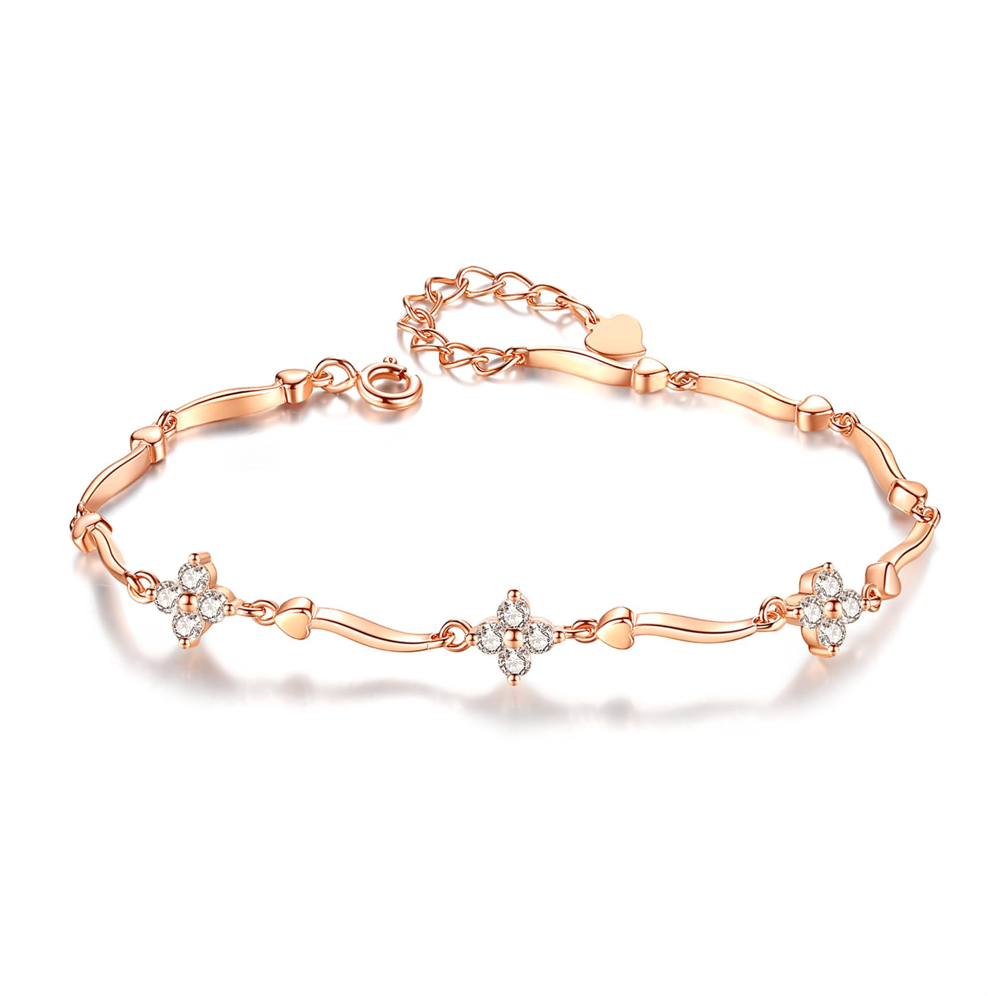 

Bracelet Popular Tsuleaf Clover High Quality Zirconia Metal Hypoallergenic Silver 925 Cute Birthday Present for Women [YINCHIE] Women s