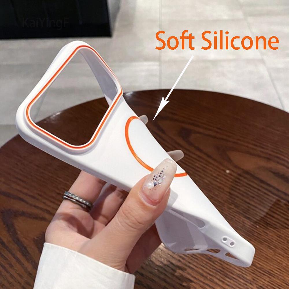 Luxury For Magsafe Soft Silicone Phone Case For iPhone 11 12 13 14 15 16 17 Pro Max Magnetic Wireless Charging Back Case Cover