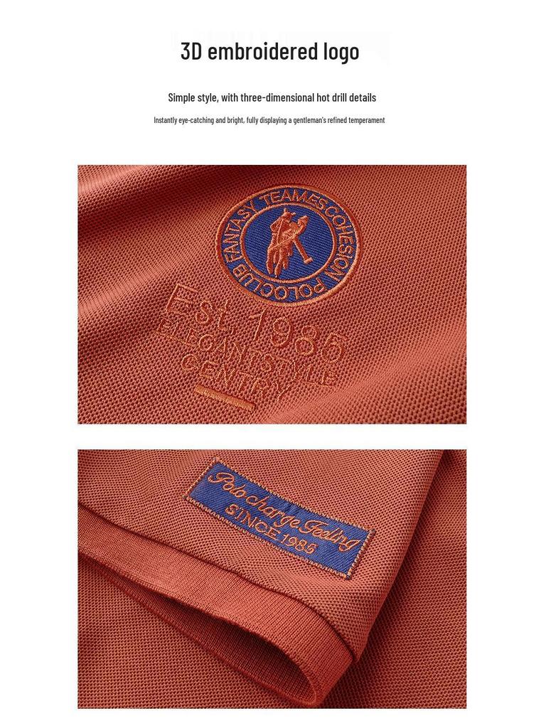 Herren 220g Kurzarm-Poloshirt: Sommer Umlegekragen mit Stickerei, Leichte Businesskleidung, Hochwertige Qualität