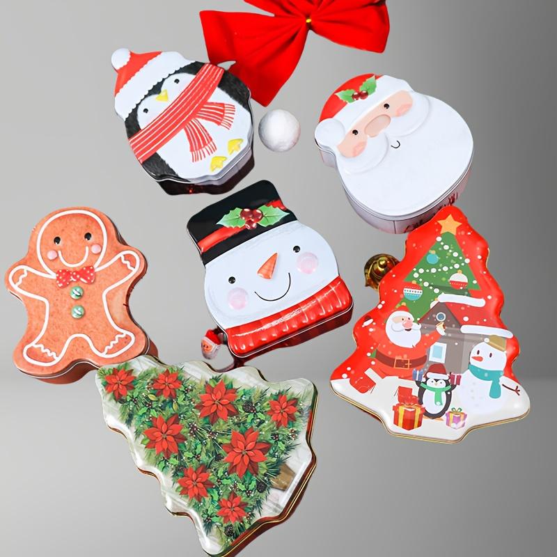 Kerst Peperkoek voor Man Metalen Geschenkdoos Feestelijk Rood Wit Design met Kerstmuts, Sneeuwpop en Peperkoekmannetje Perfect voor Koekjes, Snoep