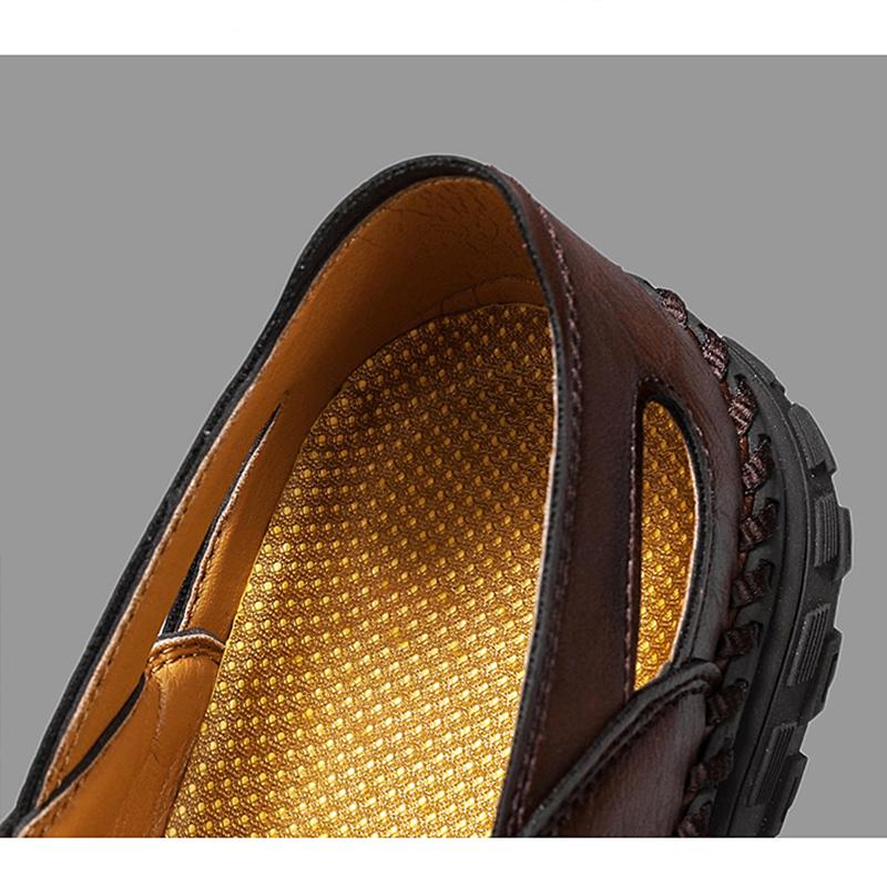 Handmade Summer Men's Sandals Leather Men's Shoes Casual Trekking Sneakers Outdoor Comfortable Breathable Travel Driving Shoes