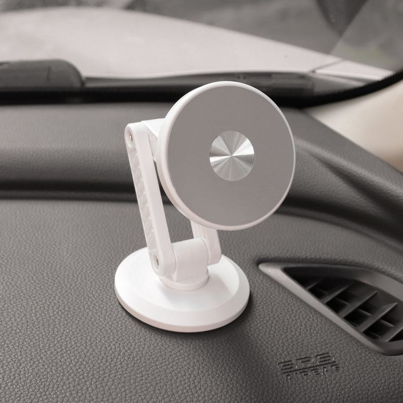 Car Mobile Phone Holder with Strong Magnetic Attachment, Dedicated Navigation Support Bracket, Foldable Dashboard Mount White Folding Magnetic Stand Without Decoration
