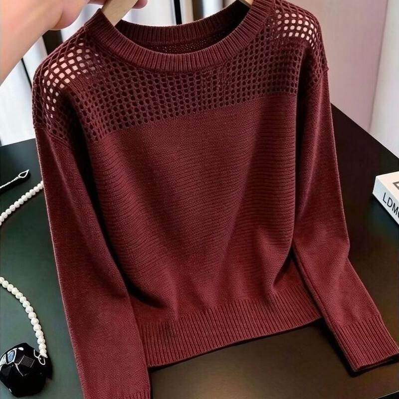 La Chapelle Stylish Hollow-Out Knit Pullover