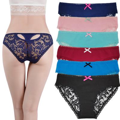 Frauen Sexy Spitze Unterwäsche Höschen Weiche Bequeme Unterhose Mode Weibliche Mesh Low-Rise Briefs Damen Dessous 6 Teile/los