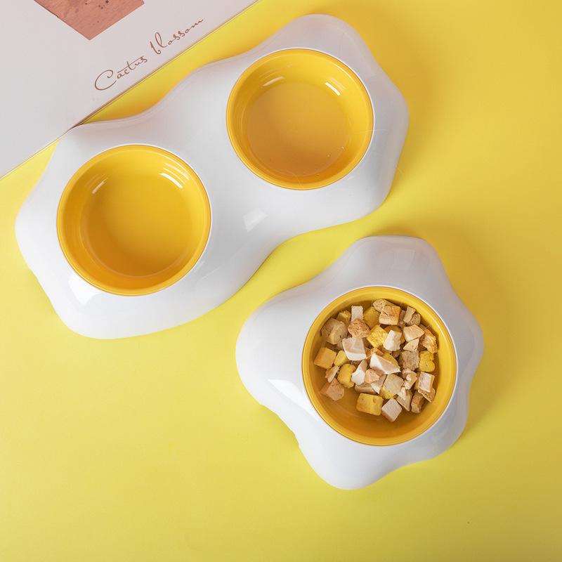 Pet Supplies Egg Yolk Tableware Pet Cat Bowl Double Bowl Cat Bowl Dog Rice Bowl Egg Yolk Pet Bowl