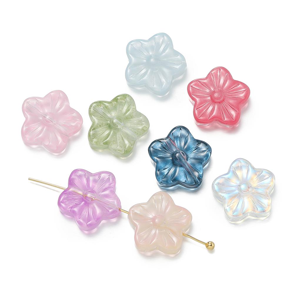 10Pcs/Lot Glass Five-Petaled Flower Beads Colorful Spacer Bead for DIY Bracelet Necklace Earrings Jewelry Making Accessories