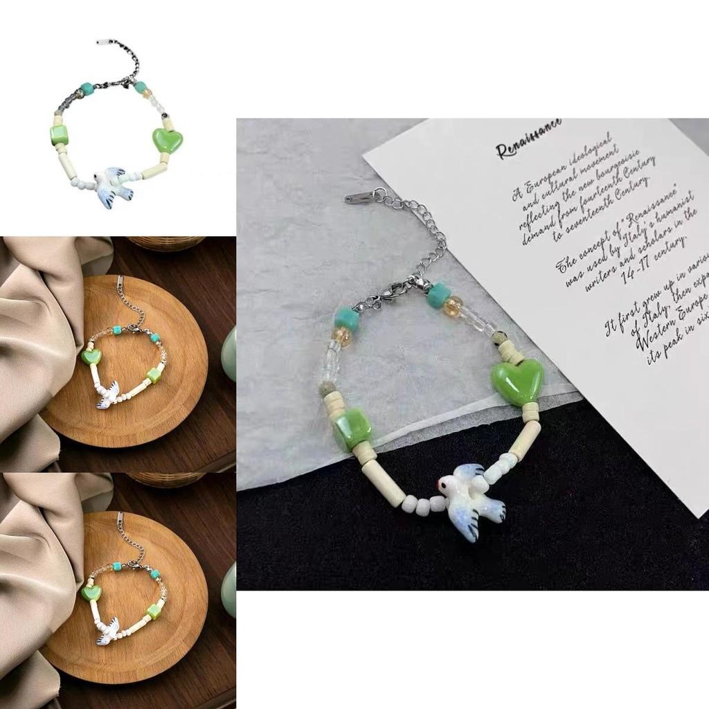 Artistic Ceramic Women's Bracelet With Geometric Heart Beads Perfect For Summer 2024