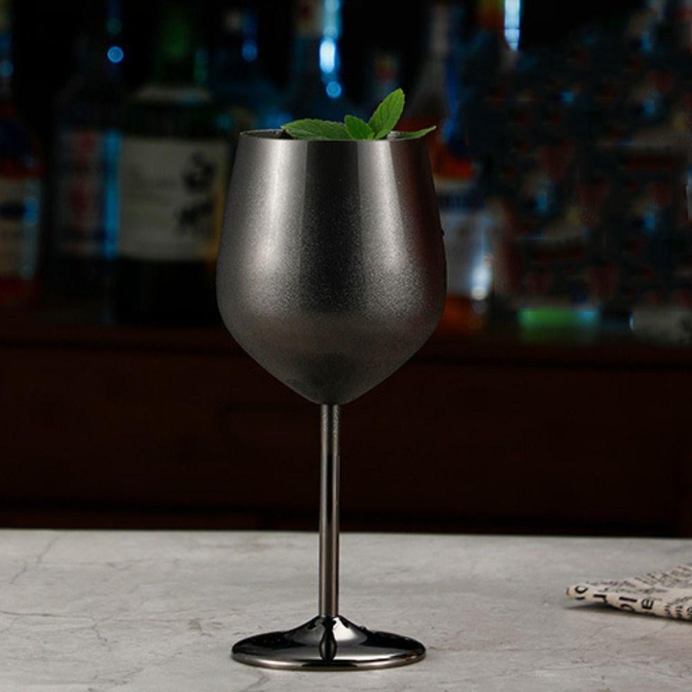 500ml Stainless Steel Wine Glass Black Champagne Cup Household Wine Goblet  Karaoke