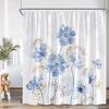 Watercolor Floral Shower Curtain Colorful Flower Blue Red Green Plant Modern Bathtub Decoration Polyester Bath Curtain With Hook