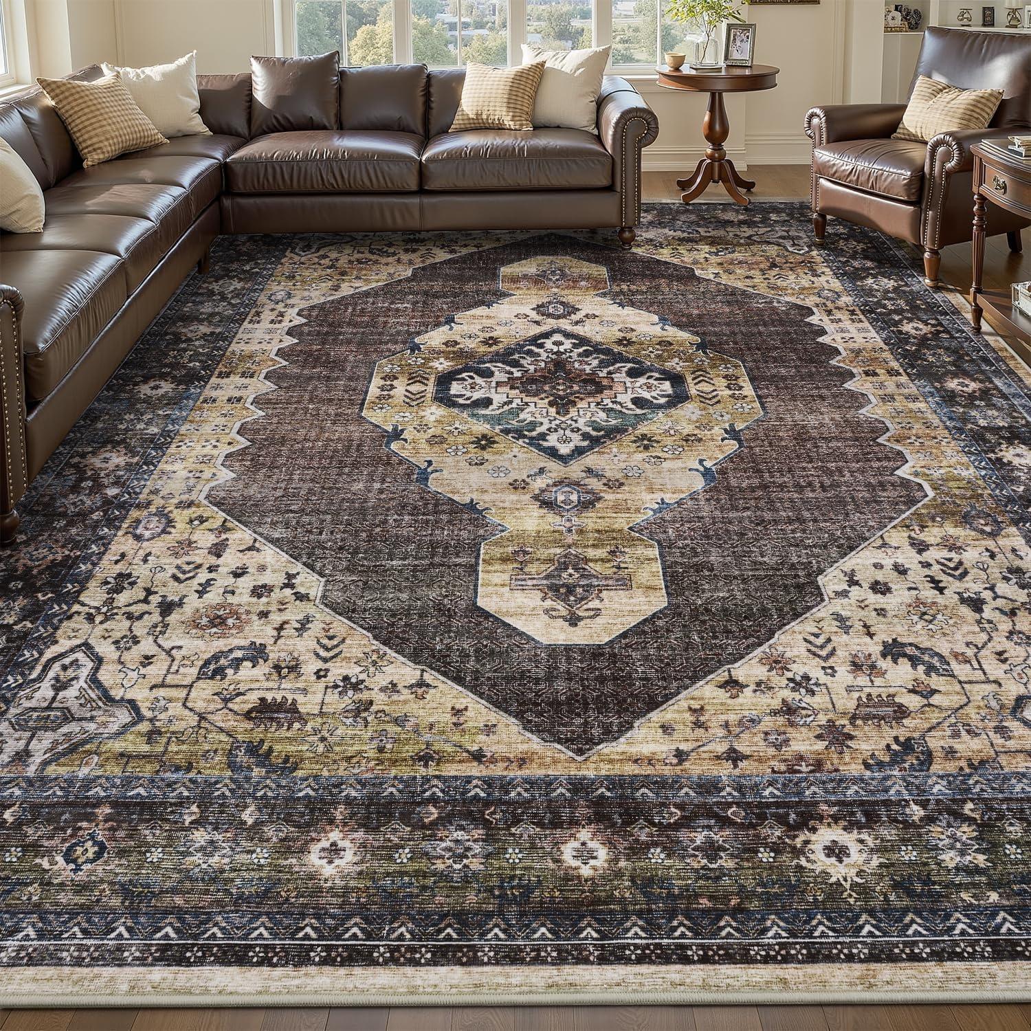 

Nordic Style Living Room Carpet Retro Geometric Pattern Bedroom Rug Machine Washable Non-slip Fashion Luxury Coffee Table Mat 50x80cm (19x31inch)