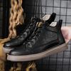 New Winter Boots Fur Genuine Leather Ankle Boots Plus Velvet Black High Top Shoes Outdoor Sneakers Oxford Thick Sole Snow Boots
