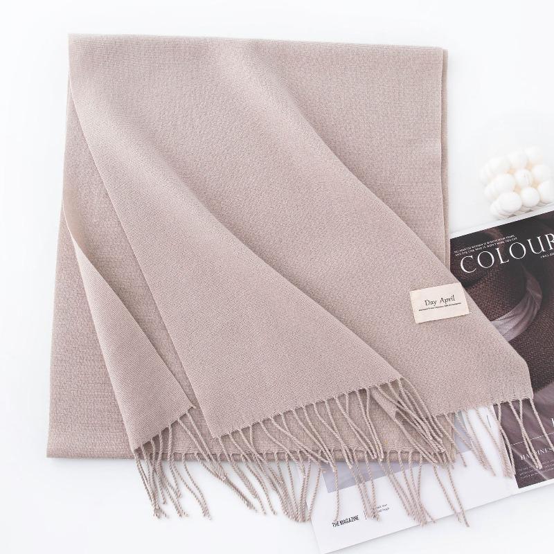 New Solid Color Maillard Imitation Cashmere Scarf for Women Autumn and Winter High End Warm Shawl Simple Scarf