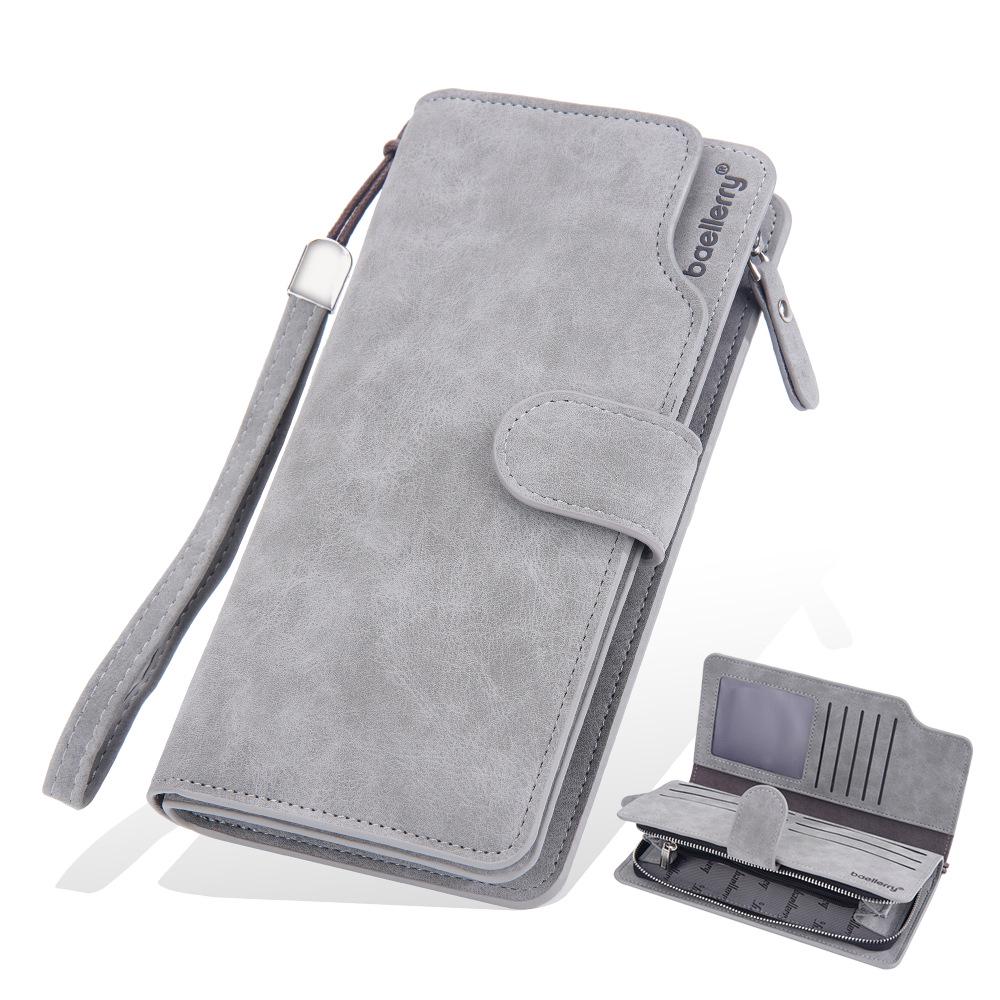 Baellerry Men s Frosted Leather Multi-Card Wallet with Zipper Buckle серый