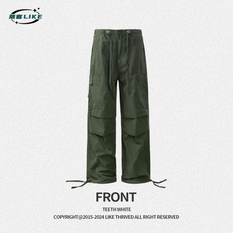 Men'S Wear | Autumn/Winter Retro Functional Multi Pocket Paratrooper Straight Leg Hanging Pants, Mid Waist Work Pants, Loose Casual Pants