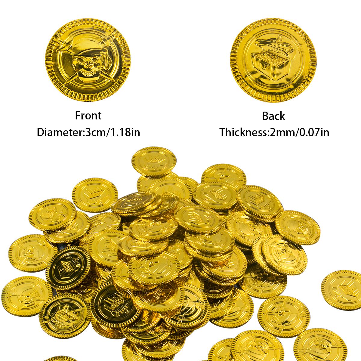 

20-60 шт. Пластиковые пиратские монеты на Хэллоуин, поддельные золотые монеты, кладовые монеты, игровые игрушки для детей, украшения для вечеринки по случаю дня рождения 20pcs