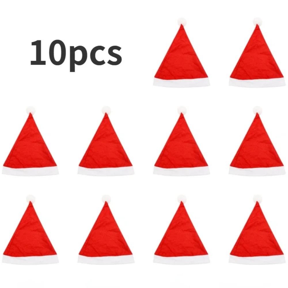 Red Christmas Hats for Adults Kids Non-woven Fabric Santa Claus Xmas Hats Cap Merry Christmas New Year Festival Party Decoration