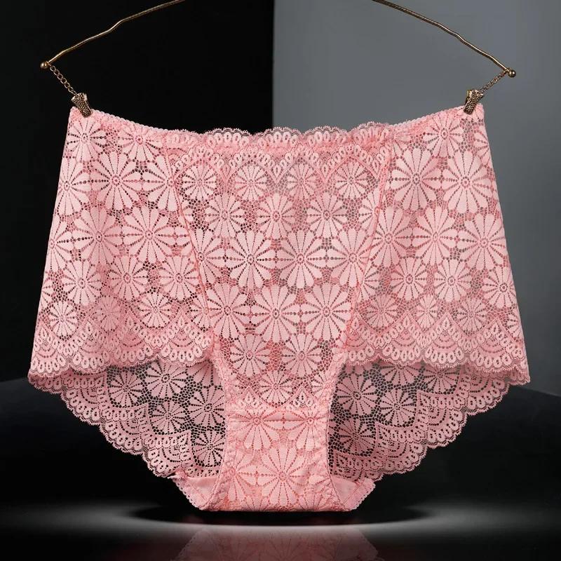 underwear women High-waisted sexy lingerie women hollowed-out lace plus size panties briefs ropa interior femenina ropa mujer