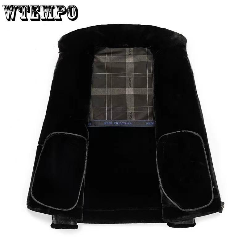 Men's Leather Leather Jacket Winter Padded Thickened Gold Sable Velvet Cowhide Jacket Lapel Fur One Men's Jacket