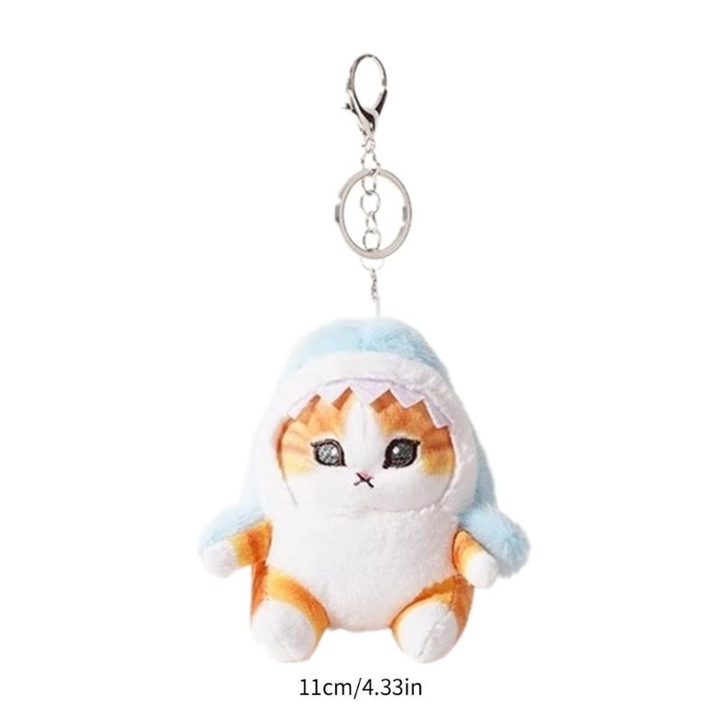 Cartoon Plush Cat Charm Keychains Sweet Cute Pendant Car Keyring Backpack Decoration Fashion Jewelry for Women Girls