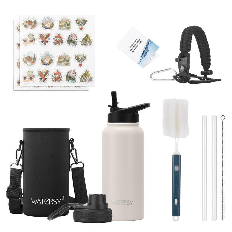 40oz Stainless Steel Insulated Travel Mug With Handle Loop Outdoor Sports Camping Office