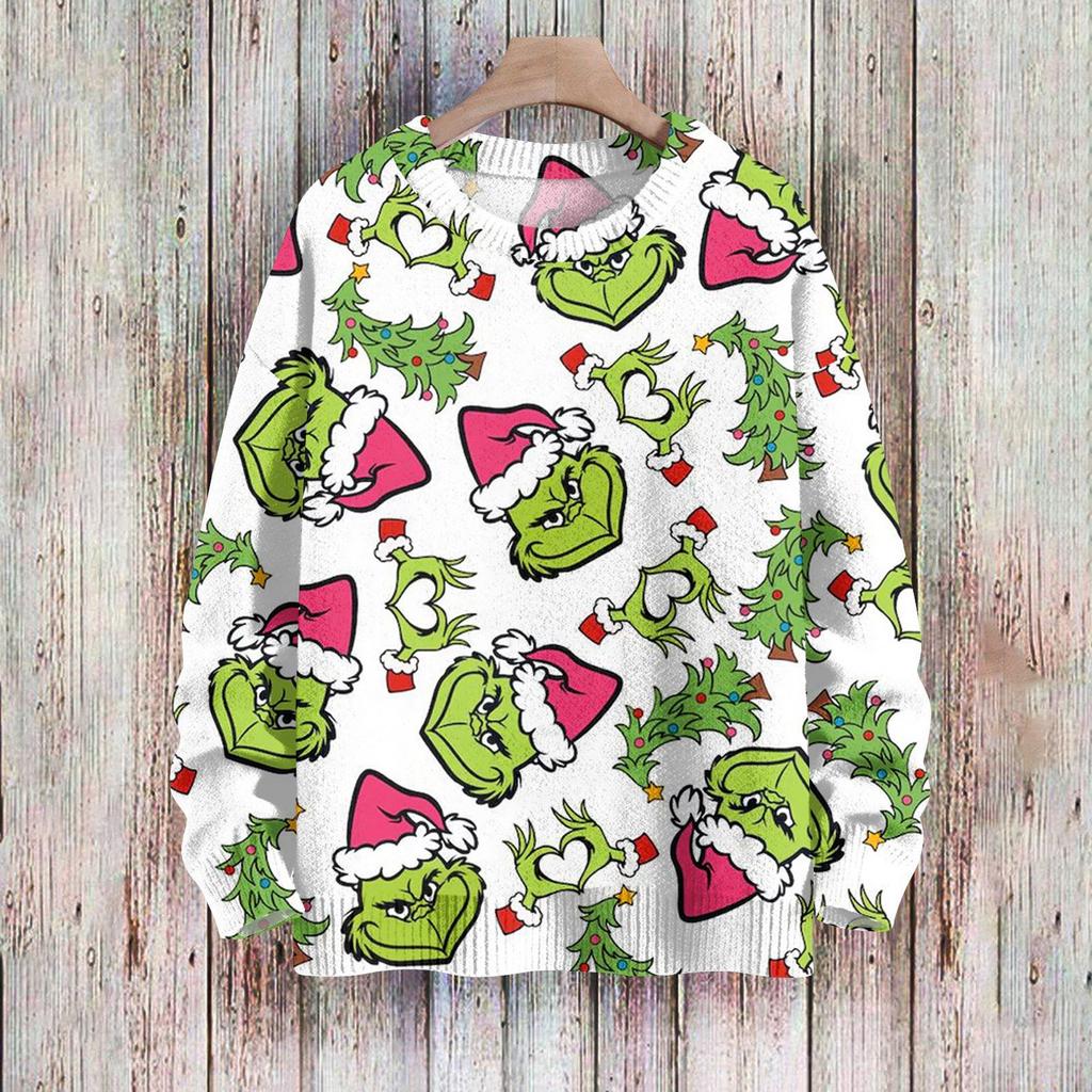 Weihnachts-Sweatshirts für Damen, Strickpullover, süßes Hemd, Herbst, Rundhalsausschnitt, Pullover, Tops