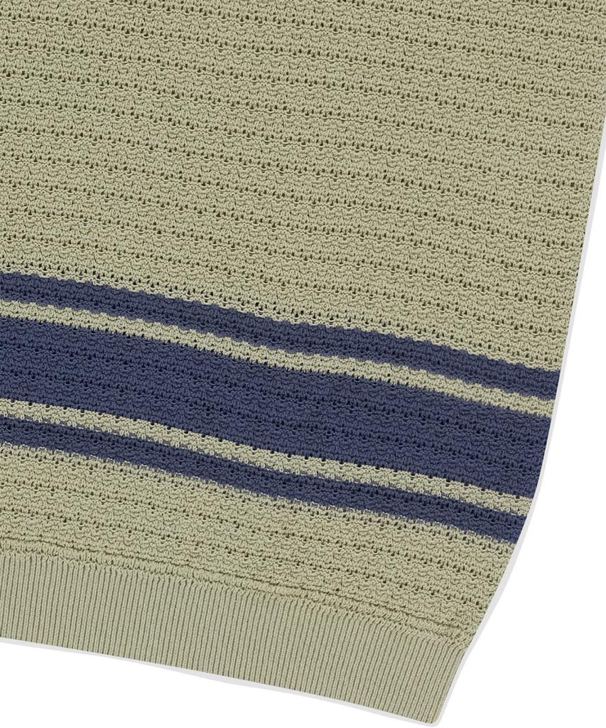 Sun Love Border Crochet Knit Polo Beige