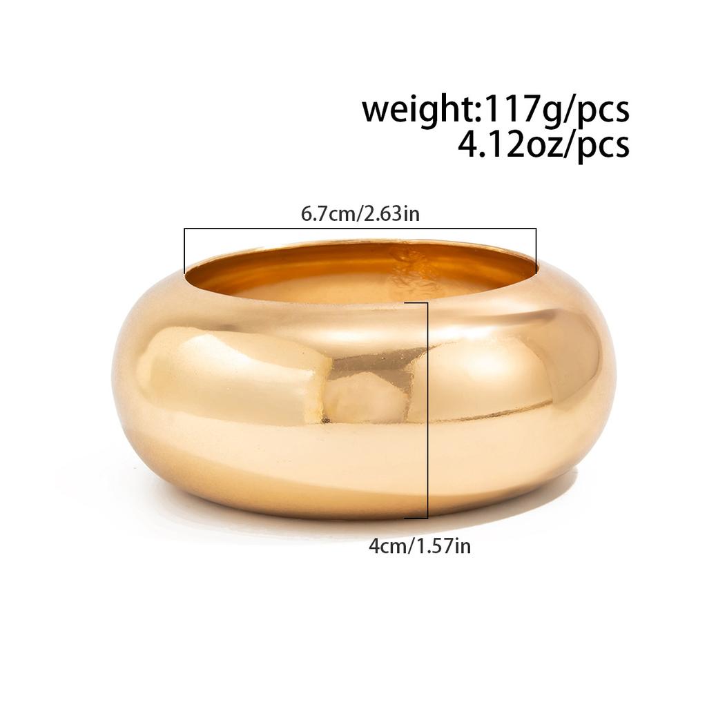 Exaggerated Wind Metal Glossy Wide Edition Bracelet Women'S, Fashion Geometric Curved Round Bracelet Bracelet