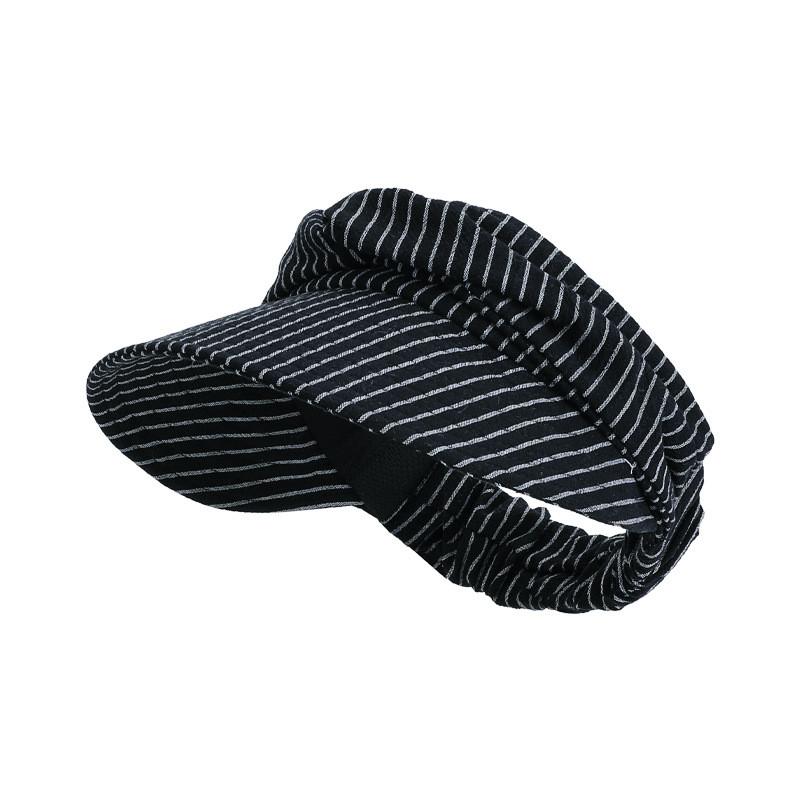 

Japanese Style Cotton Sun Hat With Wrinkled Stripe Pattern For Beach чорний