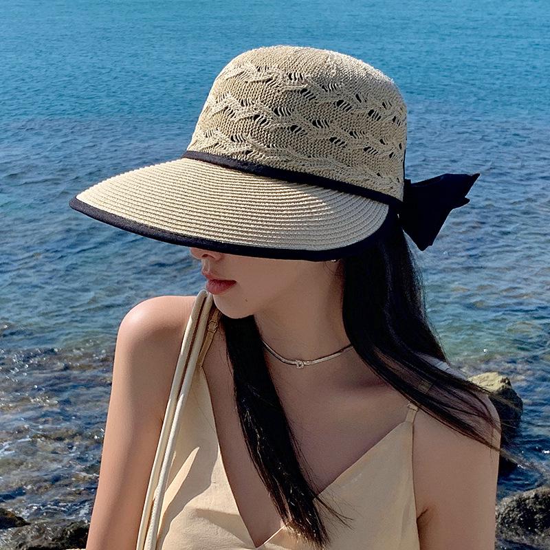 

Women s Summer Large Brim Woven Straw Sun Hat for Outdoor & Beach One Size бежевый