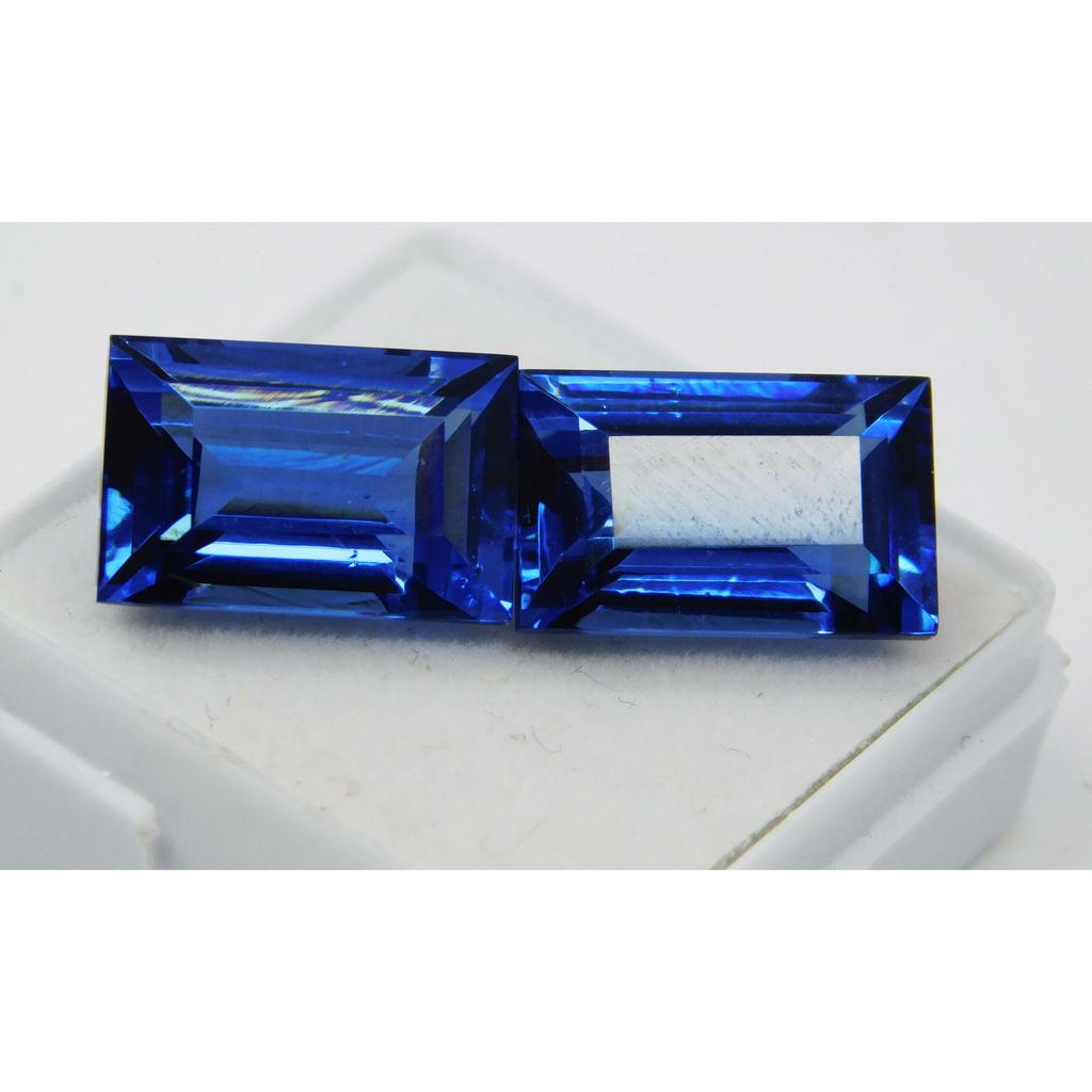 Sri Lankan 21Ct Natural Blue Sapphire Baguette Cut Loose Gemstone PAIR