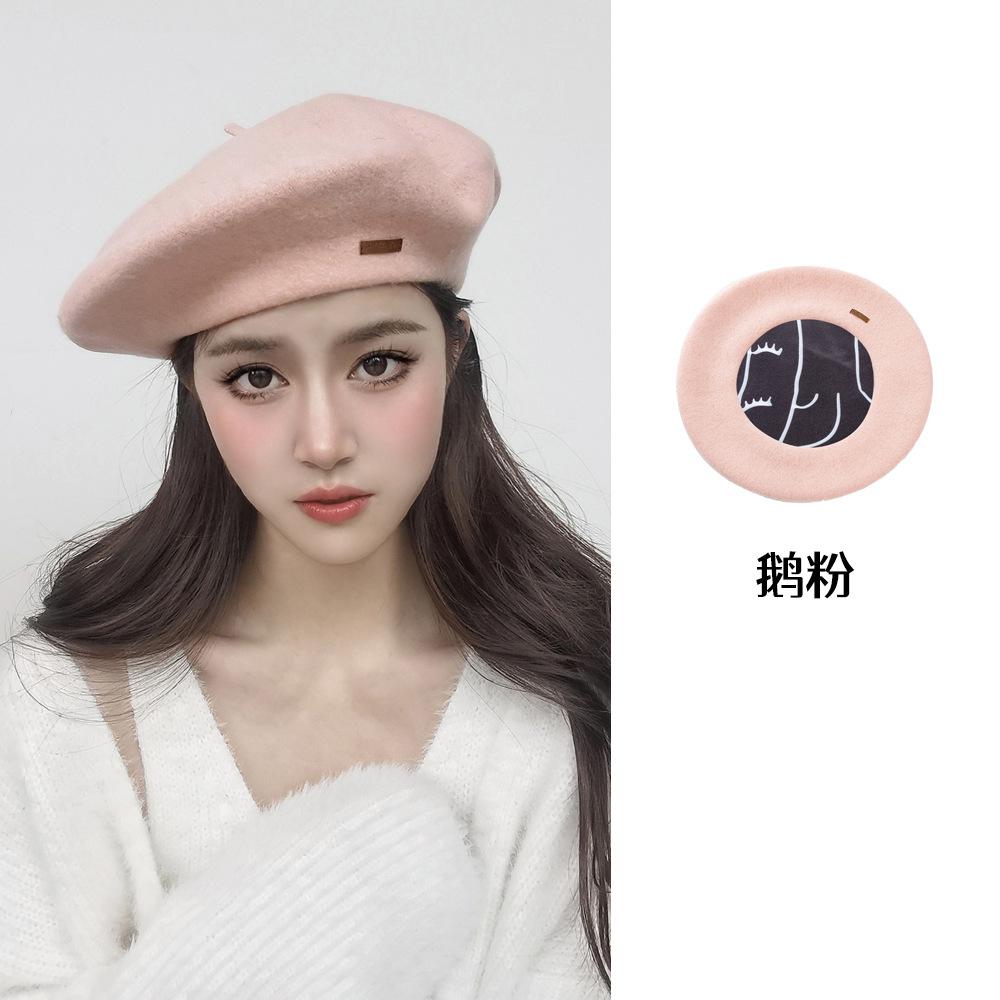 Große Größe 60 cm Wollbarett Wintermützen für Damen Warm halten Mode Malerhut Damen Einfarbige Boina Lässige Beanie Große Größe
