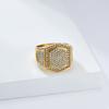 Hiphop Shinny Zircon Hexagon Shaped Ringn for Men Stainless Steel Ring Gold Plated Jewelry