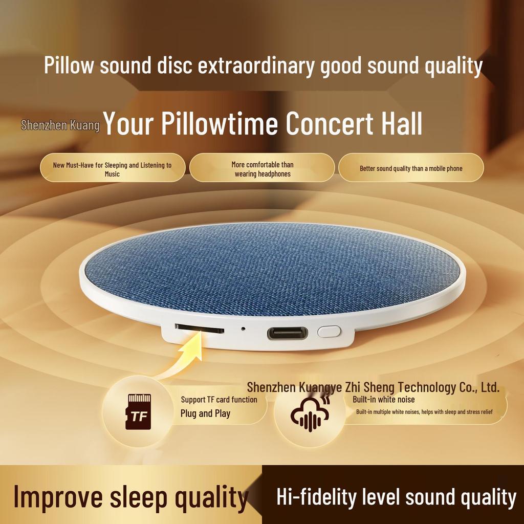 Ultra-Thin Under-Pillow Music & White Noise Bluetooth Speaker with TF Card Slot