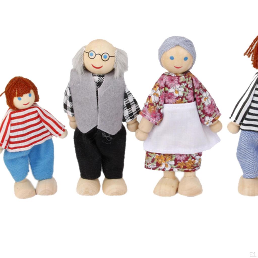 6pcs Wooden Dolls Family Members