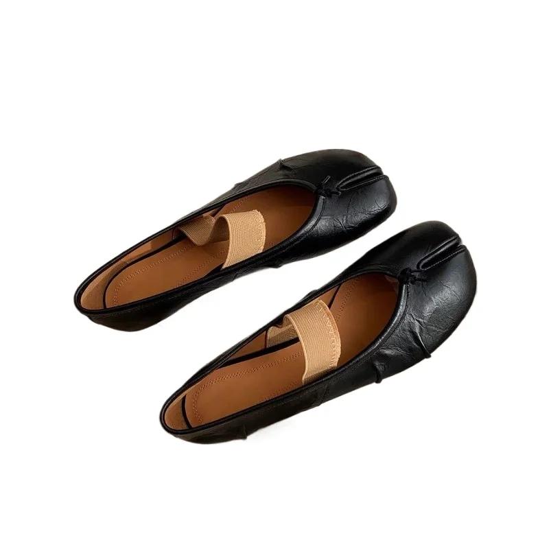 Модные новые модные полутапочки женские с круглым носком однотонные туфли на плоской — фото 6