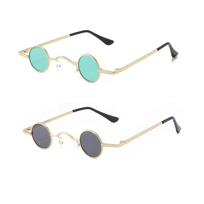 Small Round Glasses For Women Men Ultra Mini Metal Frame Anti-Reflective Hip Hop Punk Sun Glasses Men'S Glasses Fashion Sunglass