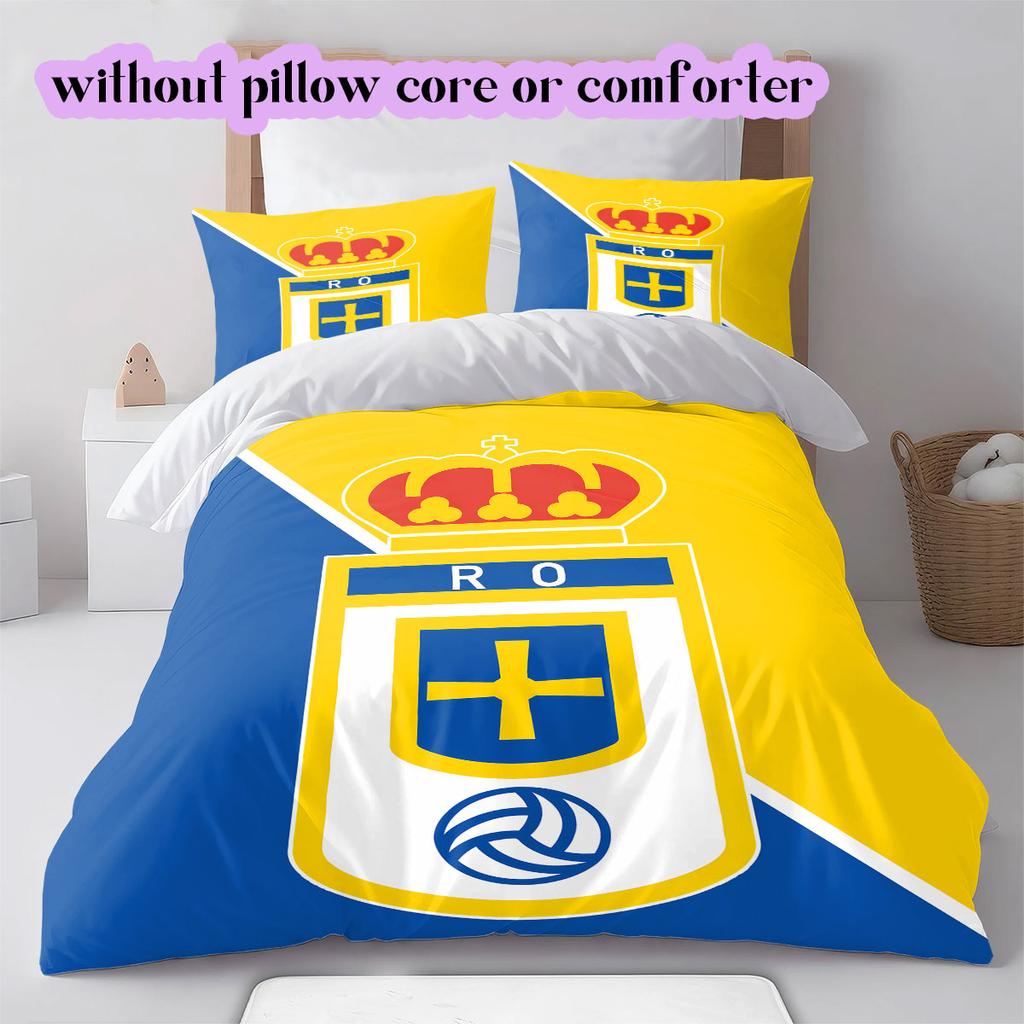 Biancheria da letto con motivo Real Oviedo, Set piumone Copripiumino Federa Regalo di Compleanno per la Casa (1*copripiumino+2*federe,senza imbottitura)