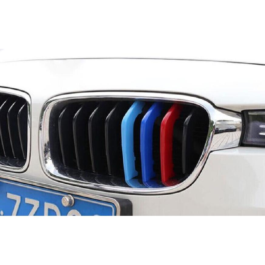 For BMW 3-Series F30 2013- Front Center Mesh Grille Grill Strip Trim 3PCS