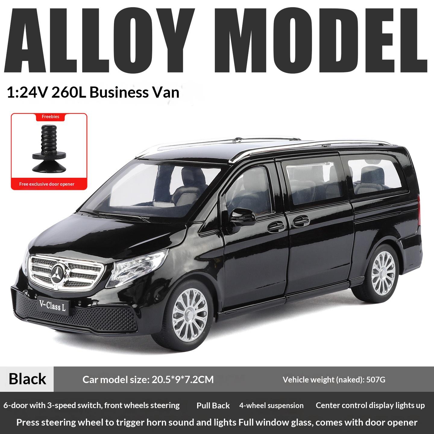

1:24 Модель автомобіля Mercedes-Benz V260L зі сплаву, симуляція розкішного бізнес-авто, колекційні прикраси, дитяча іграшкова машинка