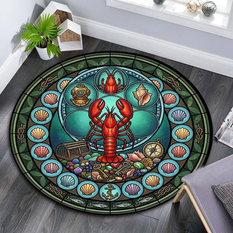 Oceanic Glass Round Area Rug Under Office Chairs Bedroom Living Room Home Decor