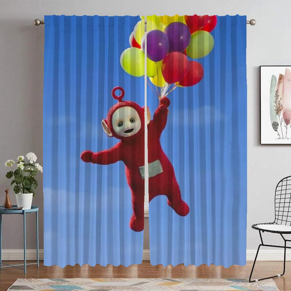 Nowoczesne zasłony do salonu 2 sztuki Teletubbies rolety dziecięce Zasłona zaciemniająca do pokoju 2 panele Dekoracja Halloween przegroda